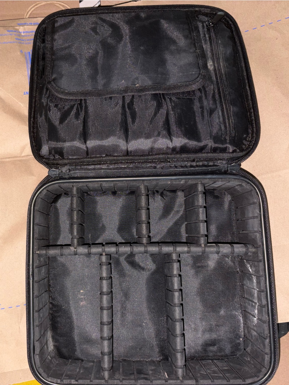 Black Portable Organizer Case - Padded Compartment Storage